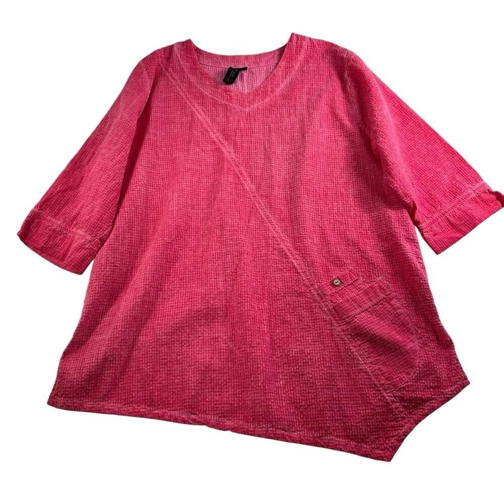 Focus Casual Life Sz M Tunic Top Asymmetric Pink Boxy Oversized Lagenlook Hippie